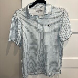 BOYS Vineyard Vines Striped Polo in Blue and White LIKE NEW